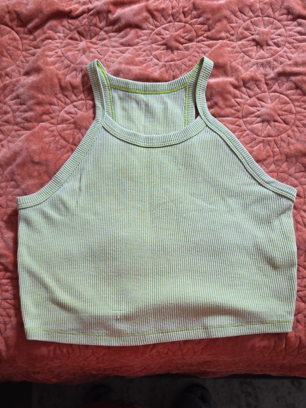 American Eagle Outfitters Light Lime Ribbed Crop Tank